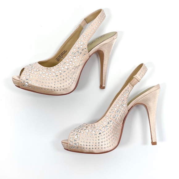 Lulu Townsend "Shania" sparkly, slingback, peep-toe, platform sandals: size 7 - Picture 4 of 13